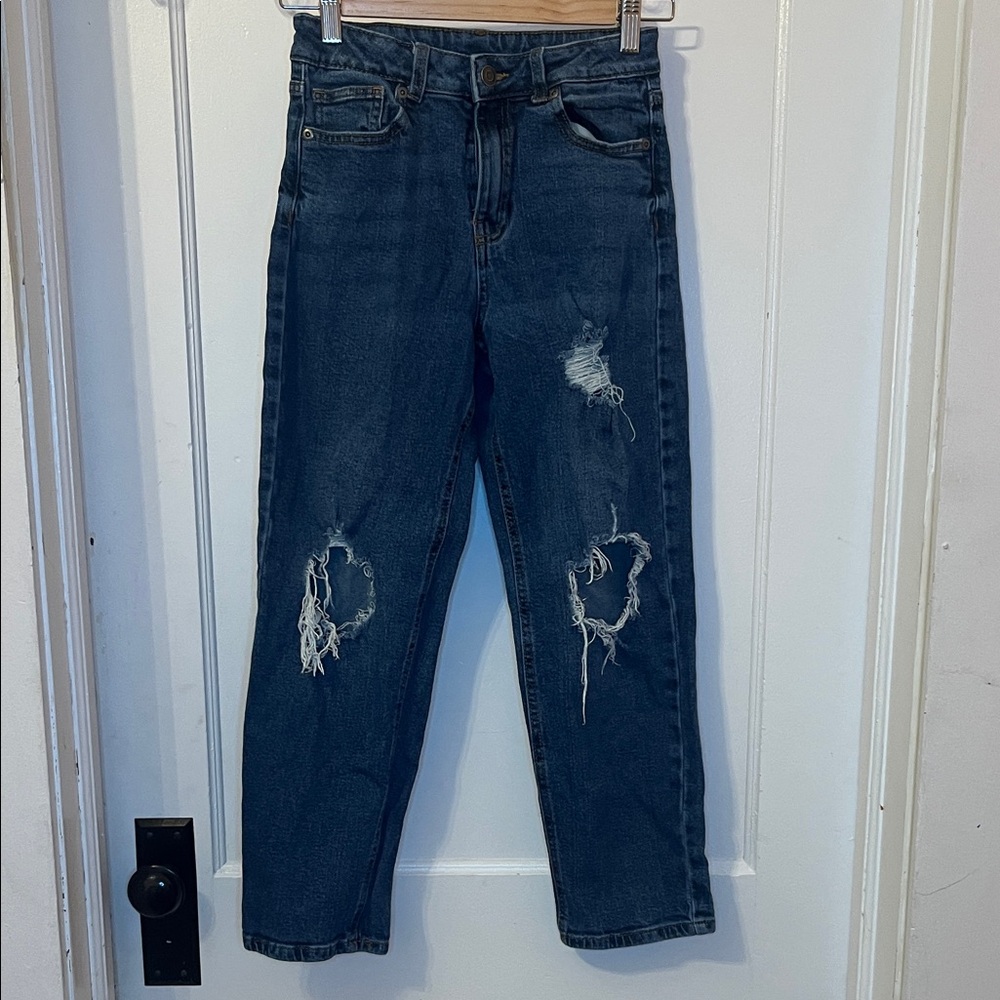 Girls Evsie 11/12 Distressed Blue Jeans
